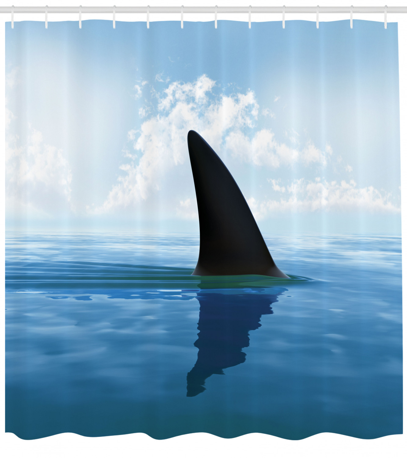 Sea Surface Danger Print Shark Shower Curtain for Your Bathroom