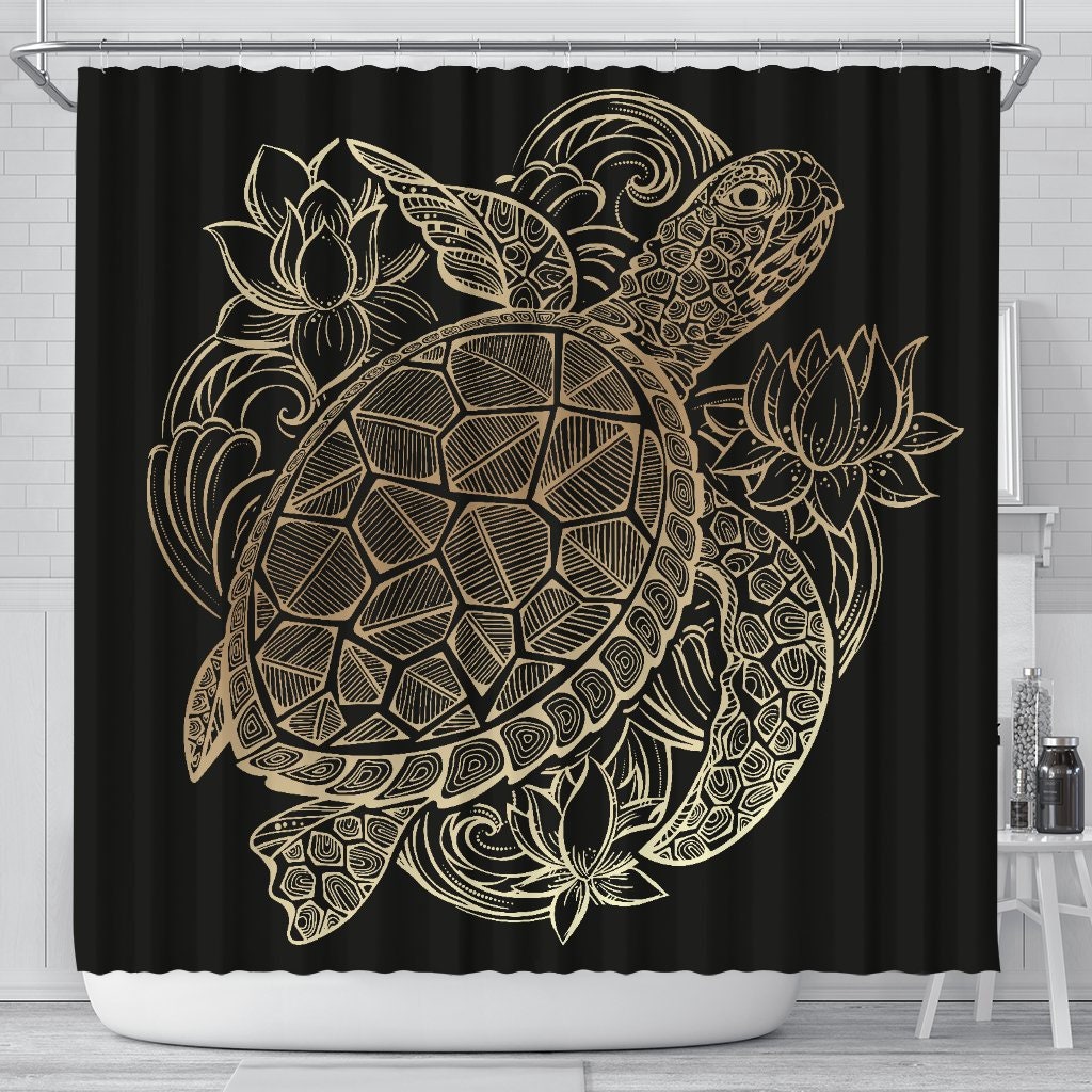 Sea Turtle Lover's Ideal Shower Curtain for Turtle Patterned Bathroom Decor