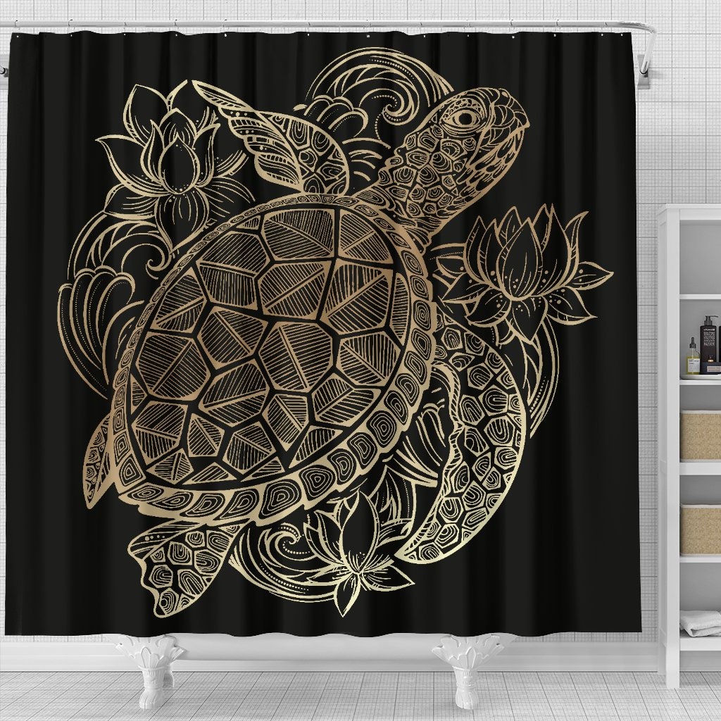 Sea Turtle Lover's Ideal Shower Curtain for Turtle Patterned Bathroom Decor
