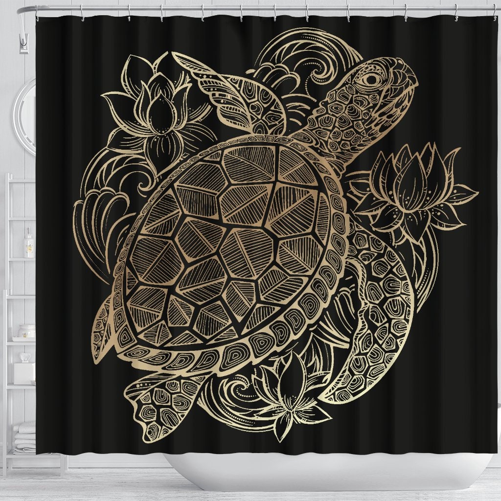 Sea Turtle Lover's Ideal Shower Curtain for Turtle Patterned Bathroom Decor