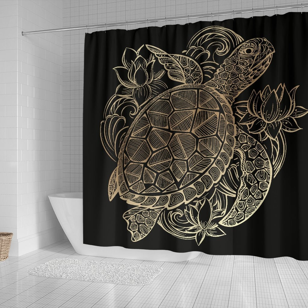 Sea Turtle Lover's Ideal Shower Curtain for Turtle Patterned Bathroom Decor
