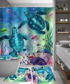 Sea Turtle Print Shower Curtain Bathroom for a Nautical and Serene Bathroom Decor