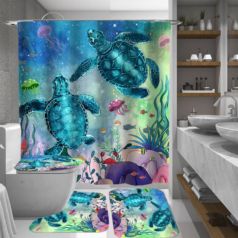 Sea Turtle Print Shower Curtain Bathroom for a Nautical and Serene Bathroom Decor