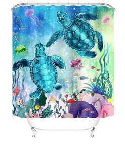 Sea Turtle Print Shower Curtain Bathroom for a Nautical and Serene Bathroom Decor