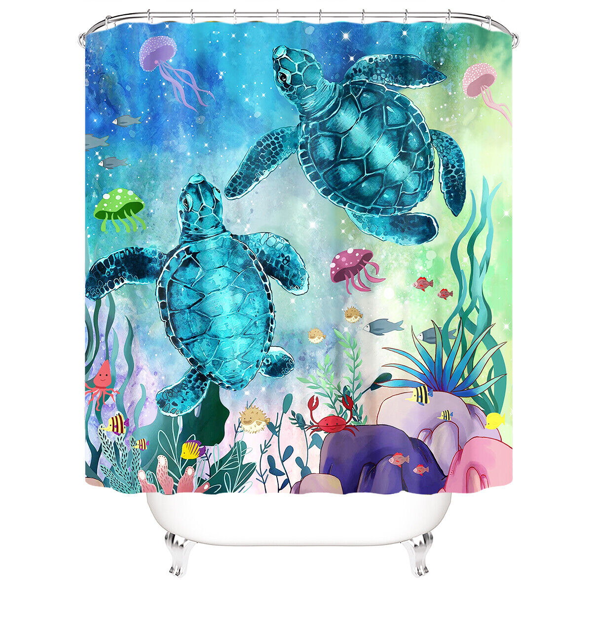 Sea Turtle Print Shower Curtain Bathroom for a Nautical and Serene Bathroom Decor