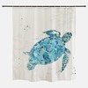 Sea Turtle Shower Curtain Underwater Seaweed Seashell Nautical Bathroom Decor