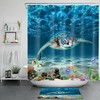 Sea Turtle, Starfish, and Fish Nautical Tropical Ocean Shower Curtain, for Bathroom Decor 