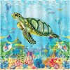 Sea Turtle and Seashell Ocean Shower Curtain for Nautical Bathroom Decor