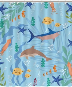 Sea Whale Dolphin Fish Shower Curtain - Custom Durable Fabric