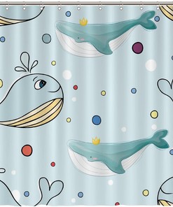 Sea Whale Shower Curtain - Custom Durable Fabric
