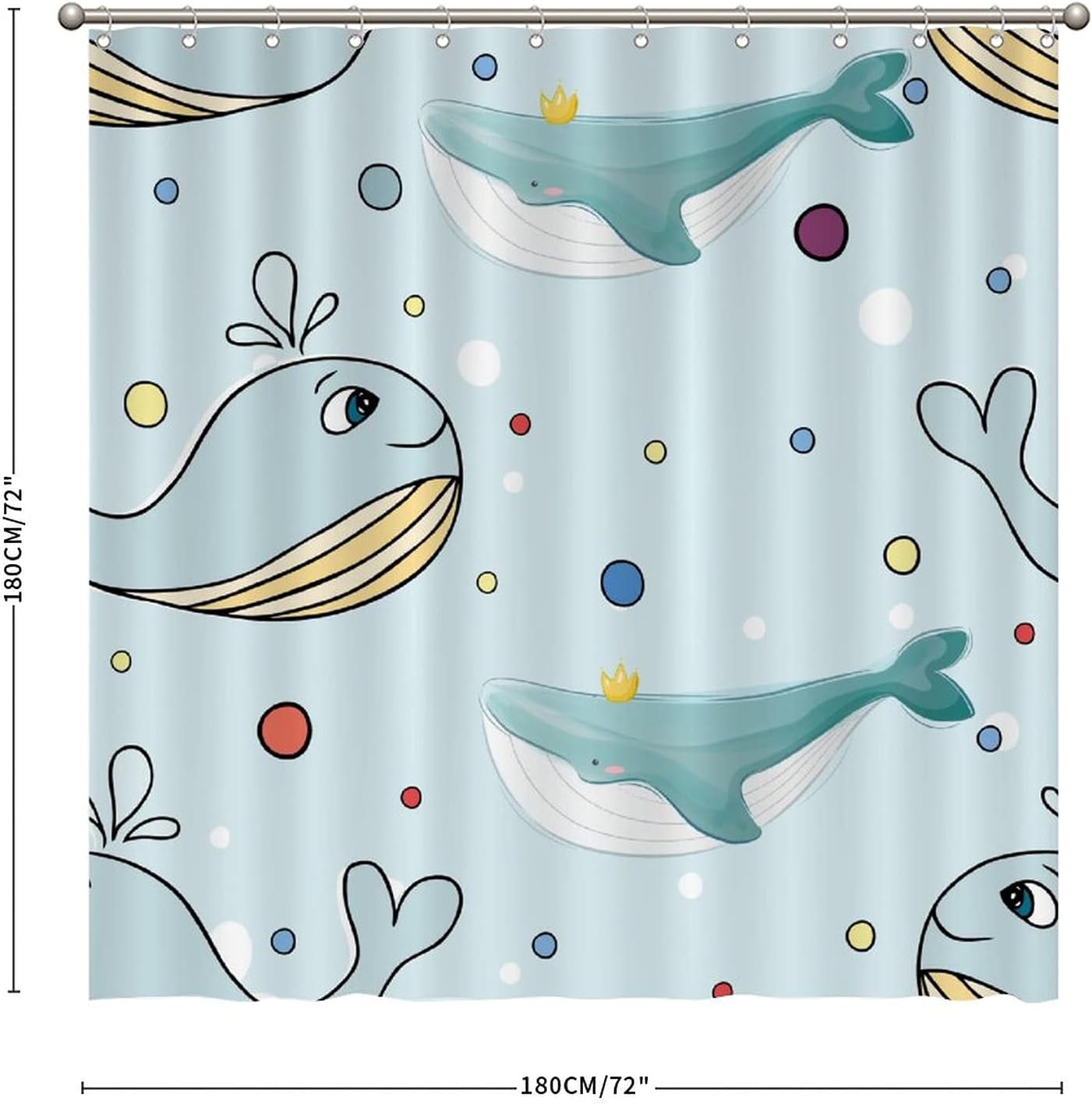 Sea Whale Shower Curtain - Custom Durable Fabric - Image 2