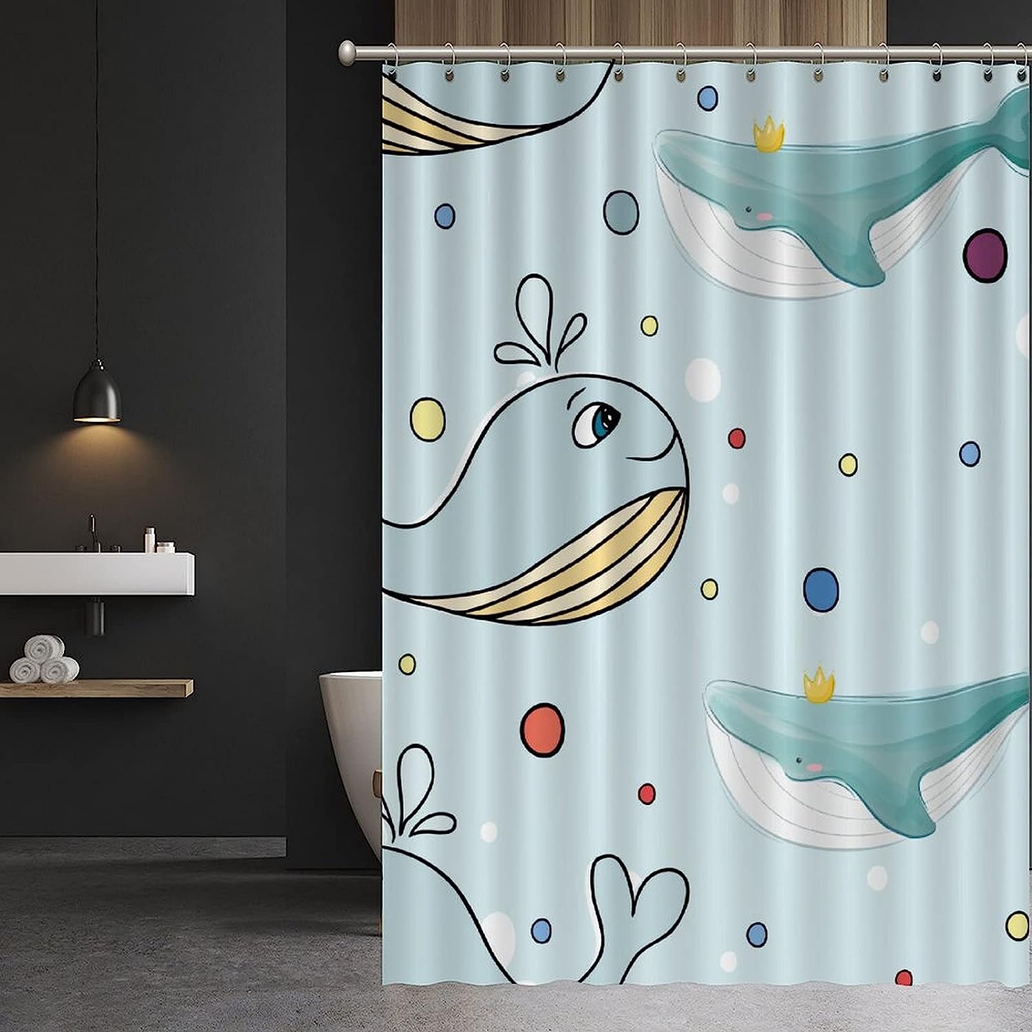 Sea Whale Shower Curtain - Custom Durable Fabric - Image 3