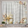 Seacoast Theme Kitchen Curtains With Colorful Seashells And Starfish