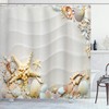 Seacoast Theme Shower Curtain With Colorful Seashells And Starfish
