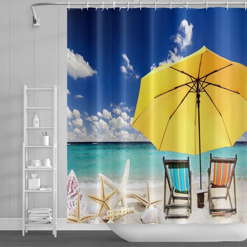 Seagull Seaside Shower Curtain With Ocean Waves Print For A Coastal Vibe - Image 4