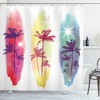 Seagulls Palm Trees Print Shower Curtain for a Coastal Bathroom