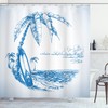 Seahorse Anchors Sea Turtle Corals Fabric Shower Curtain, Sketch Bathroom Decor