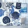 Seahorse And Seashells Coral Ocean Themed Bath Curtain - Coastal Shower Curtain