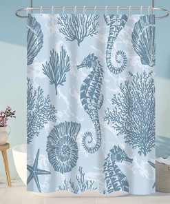 Seahorse & Friends - Underwater Shower Curtain Set for Your Ocean Theme Bathroom 