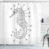 Seahorse Heraldic Art Print Animal Shower Curtain For Bathroom