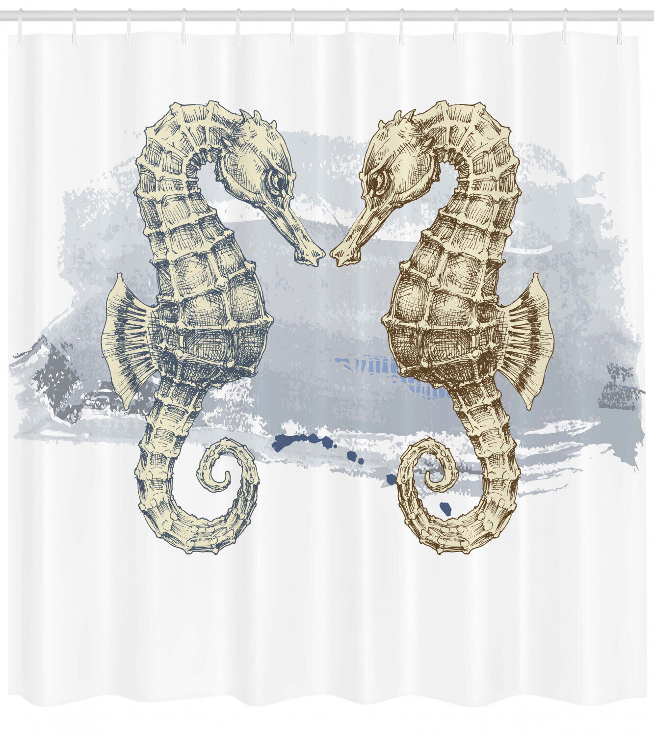 Seahorse Lovers Artsy Shower Curtain | Valentine Print for Bathroom