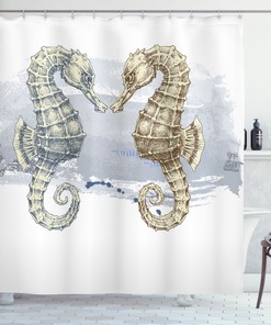 Seahorse Lovers Artsy Shower Curtain | Valentine Print for Bathroom