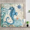 Seahorse and Flower Print Shower Curtain Fabric Bath Curtain for Travel-Enthusiasts