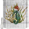 Seahorses with Christmas Hat Shower Curtain - LB Ocean Wooden Grain Bathtub Curtainses