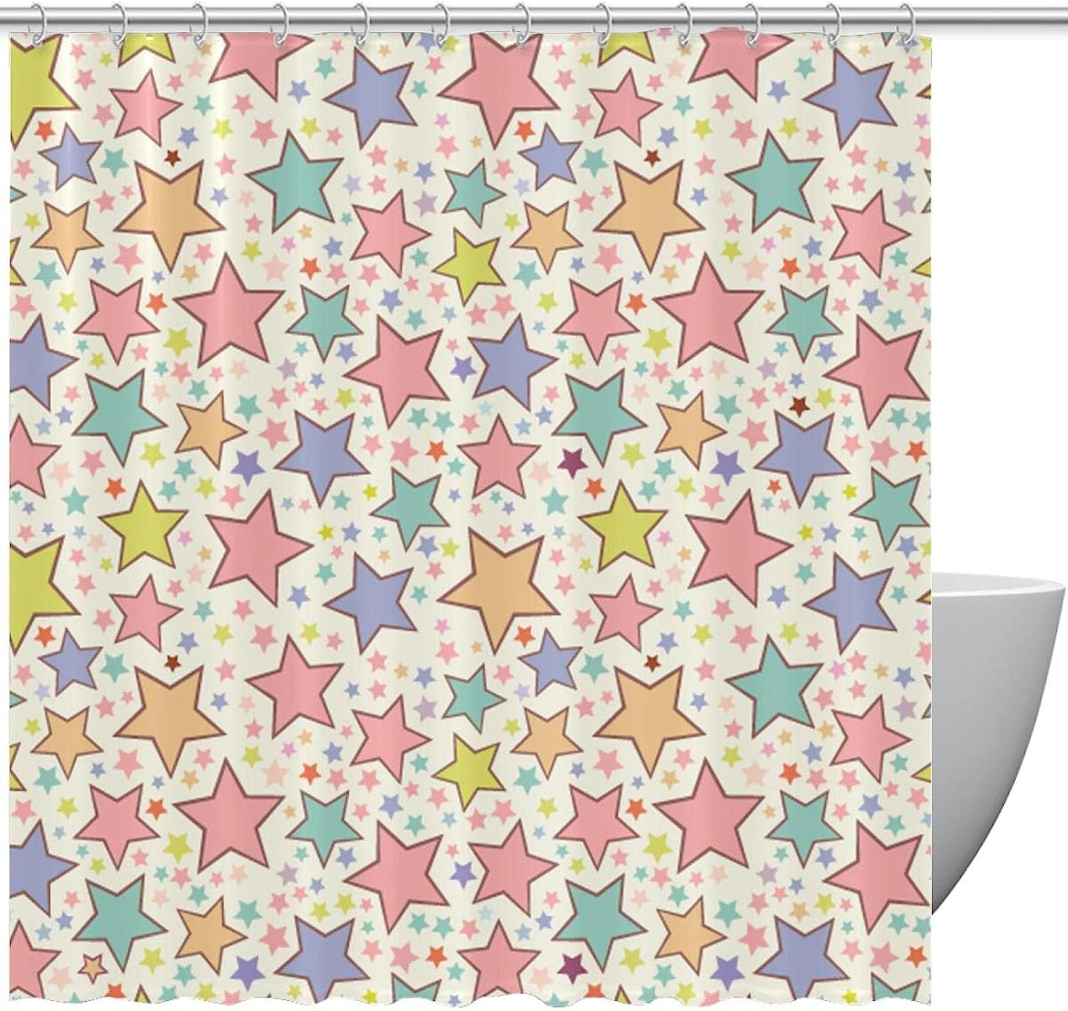 Seamless Pattern Of Stars Colorful Shower Curtain For A Whimsical Bathroom Look