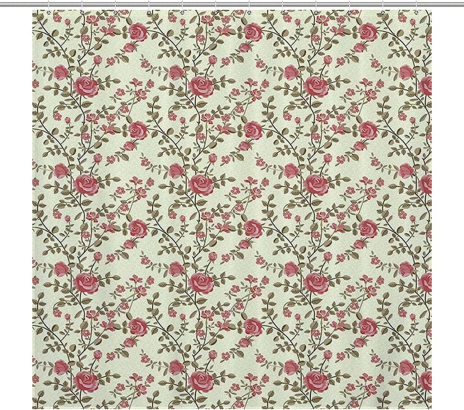 Seamless Red Rose Bathroom Shower Curtain for a Cohesive Look