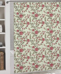 Seamless Red Rose Bathroom Shower Curtain for a Cohesive Look