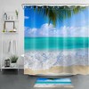Seascape Palm Tree Shower Curtain for Ocean Beach Decor - Tropical Bathroom Accessories