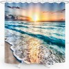 Seascape Waves Printed Shower Curtain In Sunlight - Machine Washable Waterproof Bath Curtain For Home And Hotels
