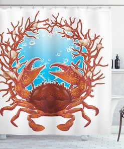 Seashell And Coral Underwater World Shower Curtain For Bathroom Decor