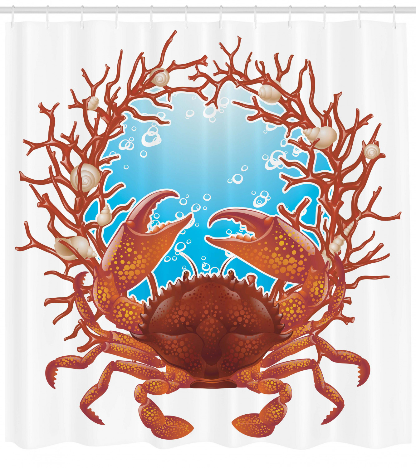 Seashell And Coral Underwater World Shower Curtain For Bathroom Decor - Image 2