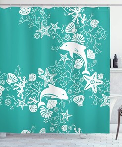 Seashell Composition Sea Animals Shower Curtain