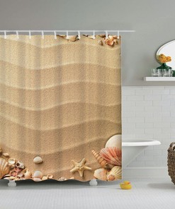 Seashell Conch Shower Curtain, Unique Bathroom Textile For Ocean And Sun Holidays
