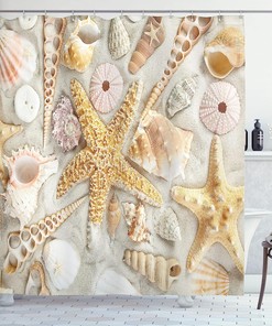 Seashell In Sandy Beach Summer Vacation Nautical Theme Shower Curtain