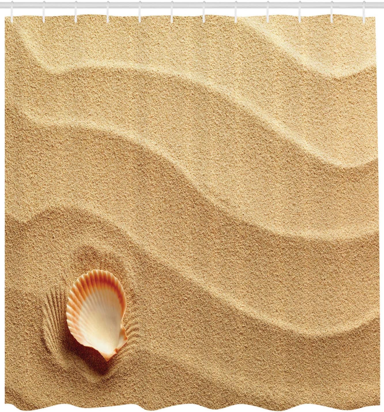 Seashell On Golden Yellow Sand Seashells Shower Curtain - Image 2