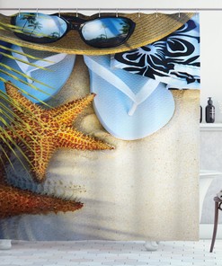 Seashell Print Tropical Beach Shower Curtain For A Whimsical Bathroom Decor