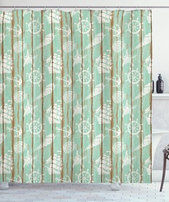 Seashell Shower Curtain - Bathroom Decor Accessory with Rustic Marine Home Design