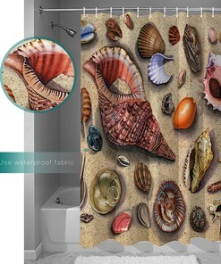 Seashell Shower Curtain, Beach-Inspired Bathroom Accessory for Your Retro Beach Bathroom