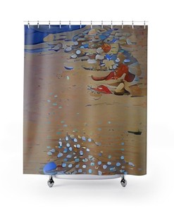 Seashell Shower Curtain With An Abstract Ocean Design