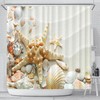 Seashell Shower Curtain with Starfish and Clam Shell Designs - Tropical Beach Sand Bathroom Decor