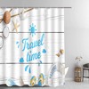 Seashell Starfish Summer Beach Shower Curtain, Modern Travel Theme Art For Coastal Bathroom Decor 