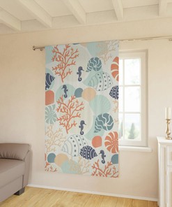 Seashell Window Curtain - Rustic Marine Home Decor Accessory