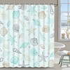 Seashell and Starfish Coastal Nautical Fabric Shower Curtain for Beachy Bathroom Decor.