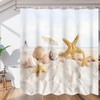 Seashell and Starfish on Sandy Beach Print Shower Curtain for Bathroom Fabric Home Decor 