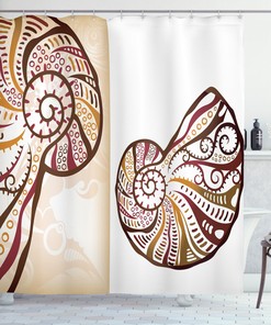 Seashells Abstract Boho Ocean Print Shower Curtain for Bathroom
