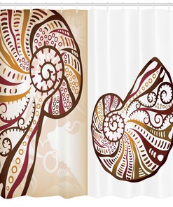 Seashells Abstract Boho Ocean Print Shower Curtain for Bathroom